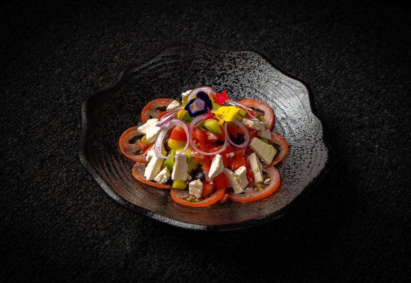 Shepherd's salad with tomato, cucumber, red onion and white cheese