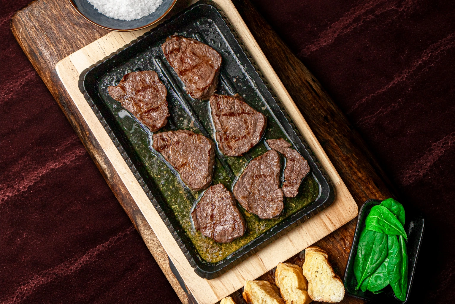 Vesna tenderloin served on a hot stone